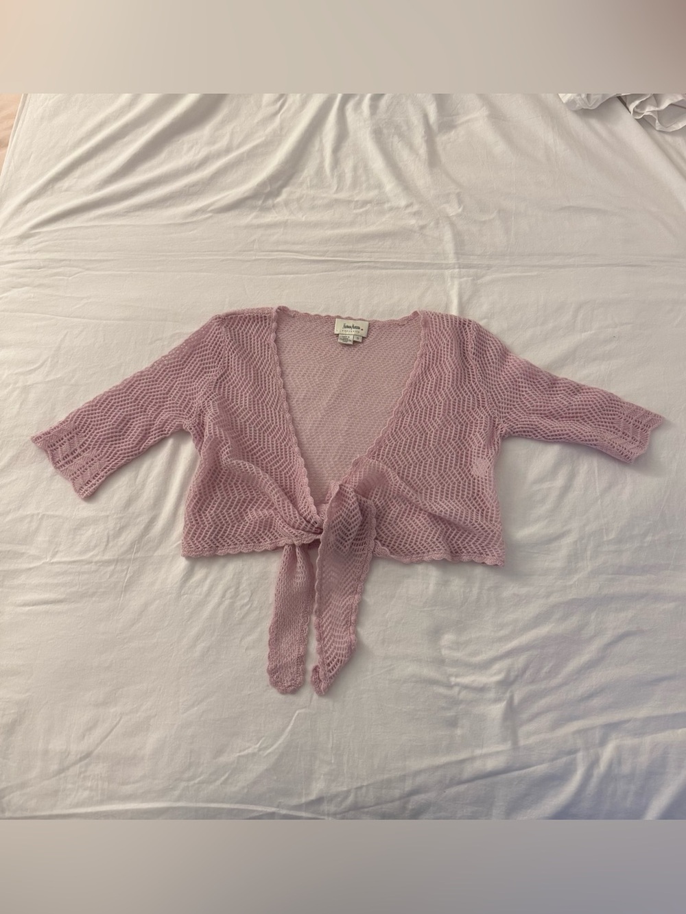 Neiman Marcus Exclusive Pink Open Knit Tie Front Bolero Shrug Cardigan S